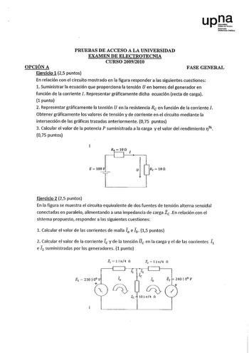 Examen de Electrotecnia (PAU de 2011)