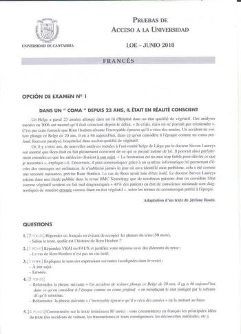 Examen de Francés (PAU de 2010)