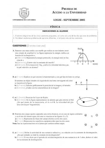 Examen de Física (selectividad de 2005)