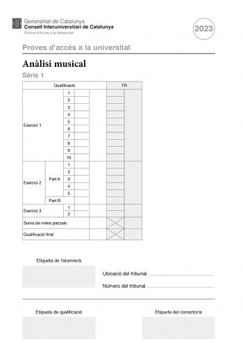 Examen de Análisis Musical (PAU de 2023)