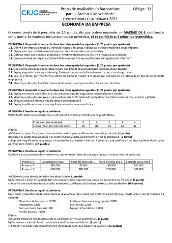 Examen de Economía de la Empresa (ABAU de 2021)