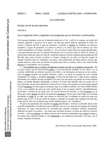 Examen de Lengua Castellana y Literatura (selectividad de 2001)