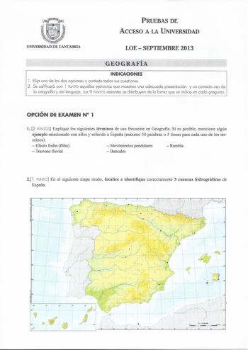 Examen de Geografía (PAU de 2013)