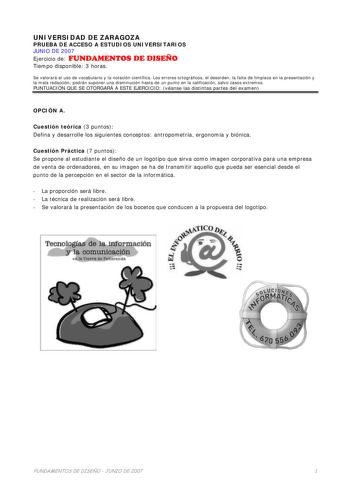 Examen de Diseño (selectividad de 2007)