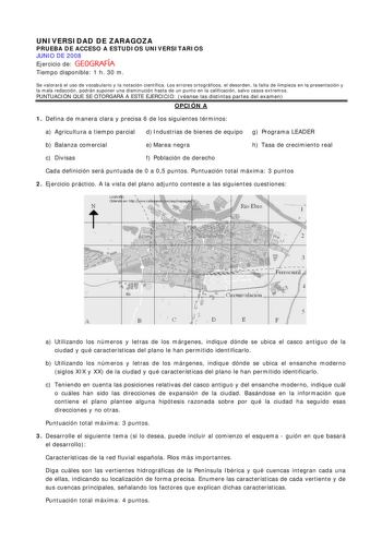 Examen de Geografía (selectividad de 2008)