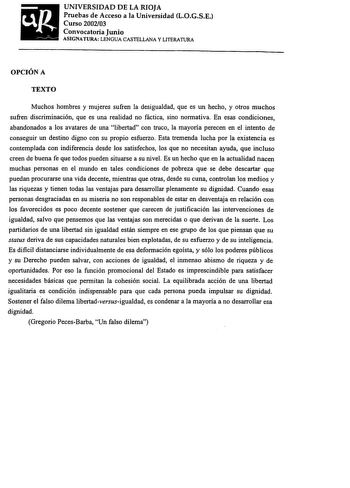 Examen de Lengua Castellana y Literatura (selectividad de 2003)