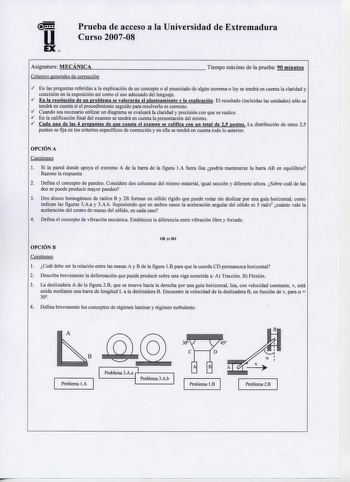 Examen de Mecánica (selectividad de 2008)