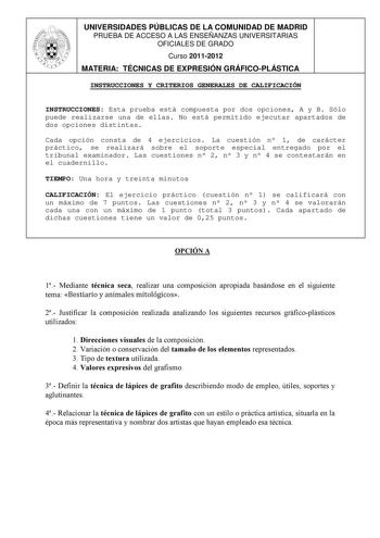 Examen de Técnicas de Expresión Gráfico Plástica (PAU de 2012)