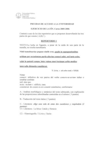 Examen de Latín II (selectividad de 2006)