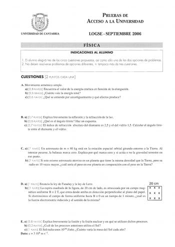 Examen de Física (selectividad de 2006)