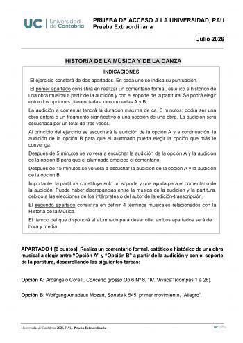 Historia de la Música y de la Danza – EBAU Cantabria (2026)