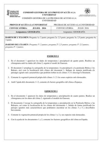 Examen de Geografía (PAU de 2016)