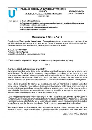Portugués – PEvAU Andalucía (2026)