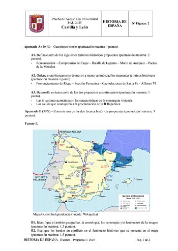Examen de Historia de España (EBAU de 2025)