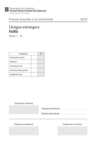 Proves daccés a la universitat Llengua estrangera Itali Srie 1  A Qualificació TR Comprensió escrita Redacció Comprensió oral Suma de notes parcials Qualificació final 2019 Etiqueta de lalumnea Ubicació del tribunal  Número del tribunal  Etiqueta de qualificació Etiqueta del correctora BARBANERA E LEPOCA DORO DELLA PIRATERIA Edward Teach noto come Barbanera fu una figura quasi leggendaria della cosiddetta epoca doro della pirateria quella che segu per una quindicina danni la firma dei trattati …