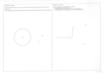 PREGUNTA 1 2 puntos Dada la circunferencia de centro O y los puntos A y B dibujar las circunferencias tangentes a la dada y que pasen por dichos puntos Si el dibujo está realizado a Escala 1500 determinar la longitud real de los diámetros de dichas circunferencias tangentes PREGUNTA 2 2 puntos Dados el semieje mayor y el semieje menor de una elipse  dibujar la elipse con al menos 12 puntos  hallar las tangentes de dicha elipse que pasan por el punto P exterior  hallar la tangente y la normal a …