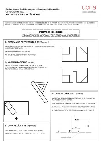 Examen de Dibujo Técnico II (EvAU de 2023)