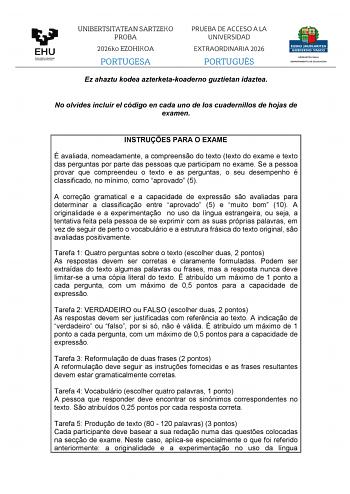 Portugués – EAU País Vasco (2026)