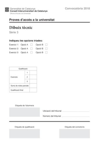 Examen de Dibujo Técnico II (PAU de 2018)