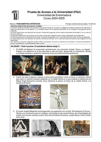 Examen de Fundamentos Artísticos (EBAU de 2025)
