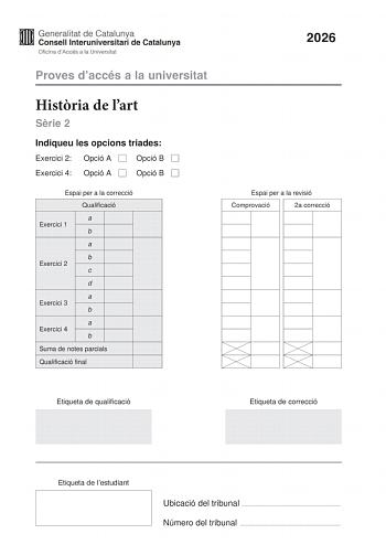 Historia del Arte – PAU Cataluña (2026)