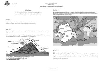 Examen de Ciencias de la Tierra y Medioambientales (PAU de 2014)