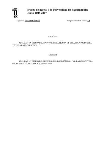 Examen de Dibujo Artístico II (selectividad de 2007)