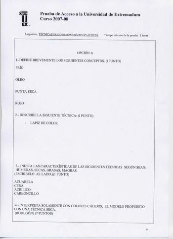 Examen de Técnicas de Expresión Gráfico Plástica (selectividad de 2008)