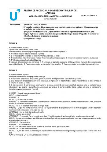 Artes Escénicas – PEvAU Andalucía (2026)