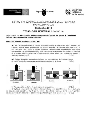 Examen de Tecnología Industrial (PAU de 2010)