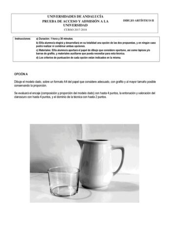 Examen de Dibujo Artístico II (PEvAU de 2018)