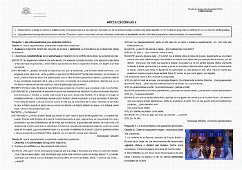 Examen de Artes Escénicas (EBAU de 2025)