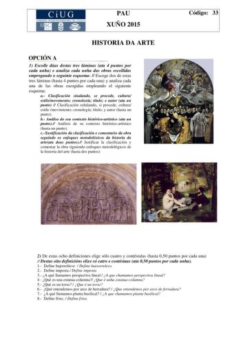 Examen de Historia del Arte (PAU de 2015)