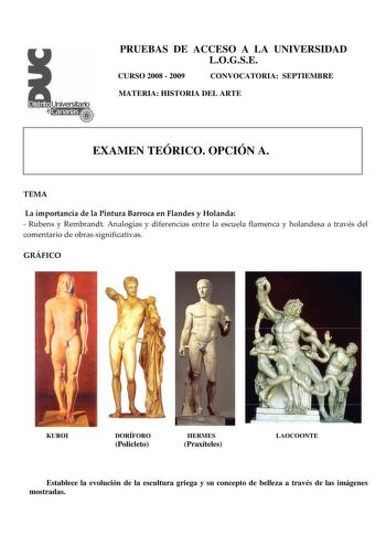 Examen de Historia del Arte (selectividad de 2009)