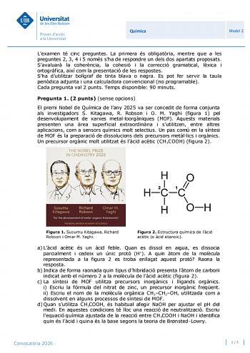 Química – PBAU Islas Baleares (2026)