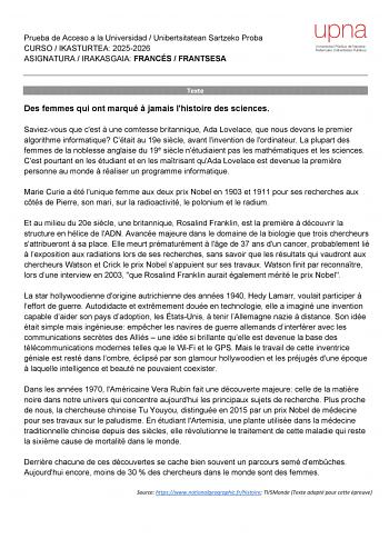 Francés – EvAU Navarra (2026)