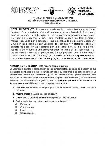 Técnicas de Expresión Gráfico Plástica – EBAU Región de Murcia (2026)