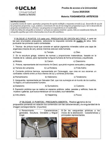 Fundamentos Artísticos – EvAU Castilla-La Mancha (2026)