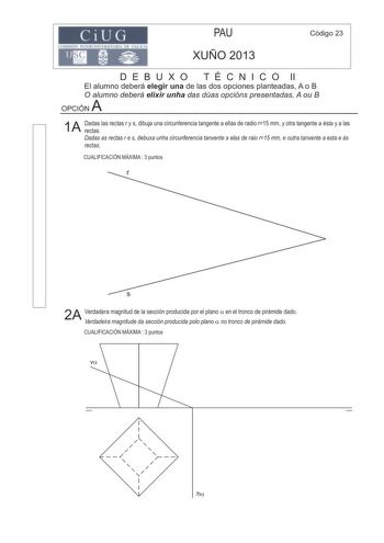 Examen de Dibujo Técnico II (PAU de 2013)