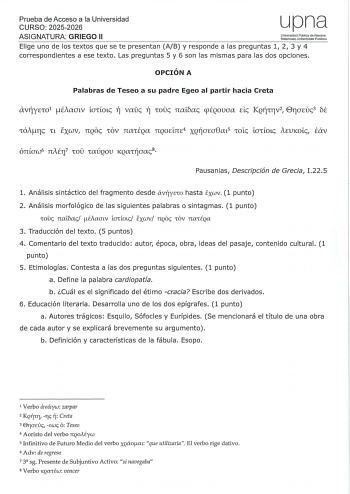 Griego – EvAU Navarra (2026)
