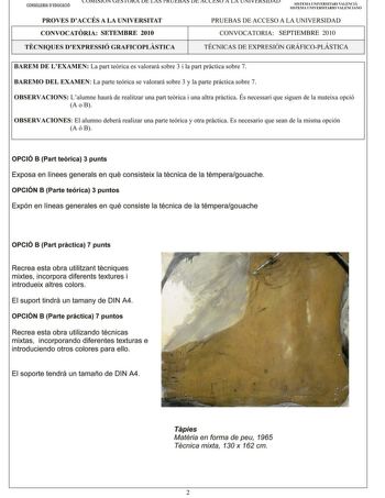 Examen de Técnicas de Expresión Gráfico Plástica (PAU de 2010)