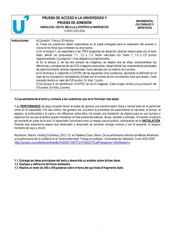 Movimientos Culturales y Artísticos – PEvAU Andalucía (2026)