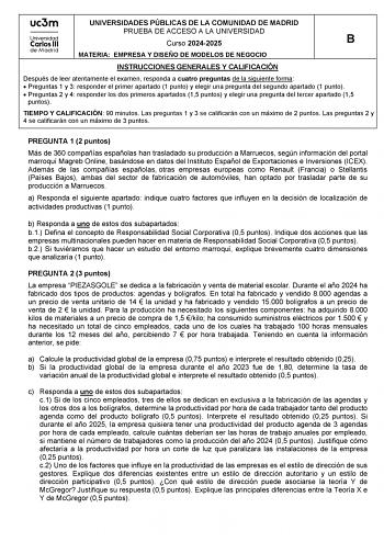 Examen de Empresa y Diseño de Modelos de Negocio (EvAU de 2025)