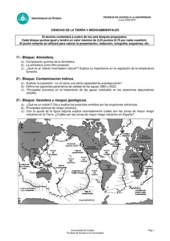 Examen de Ciencias de la Tierra y Medioambientales (selectividad de 2007)