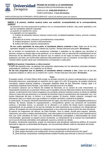 Análisis Musical – EvAU Aragón (2026)
