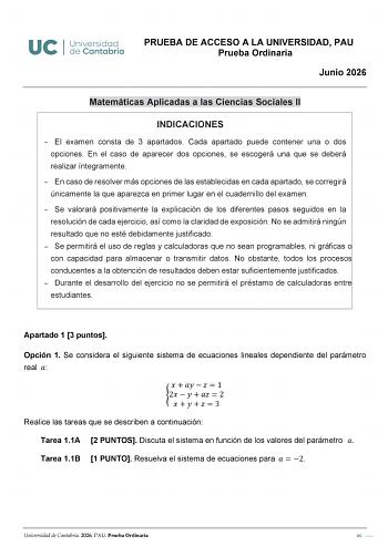 Matemáticas Aplicadas a las Ciencias Sociales – EBAU Cantabria (2026)