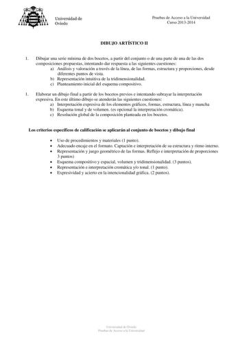 Examen de Dibujo Artístico II (PAU de 2014)