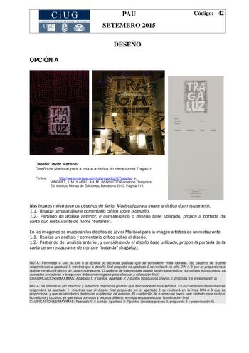 Examen de Diseño (PAU de 2015)