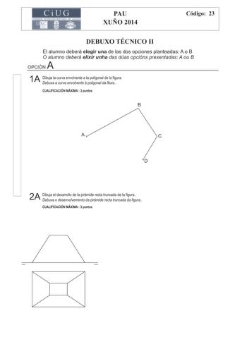 Examen de Dibujo Técnico II (PAU de 2014)