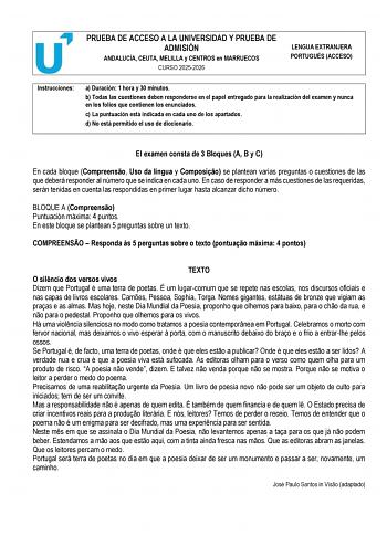 Portugués – PEvAU Andalucía (2026)
